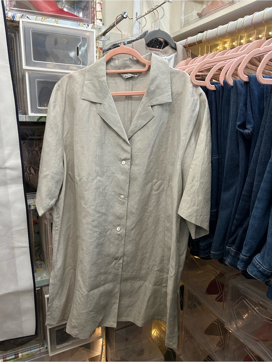 Marina Rinaldi Dresses & Skirts - Marina Rinaldi Linen Tunic/ Mini Dress Oversized Button Front Italy Neutral